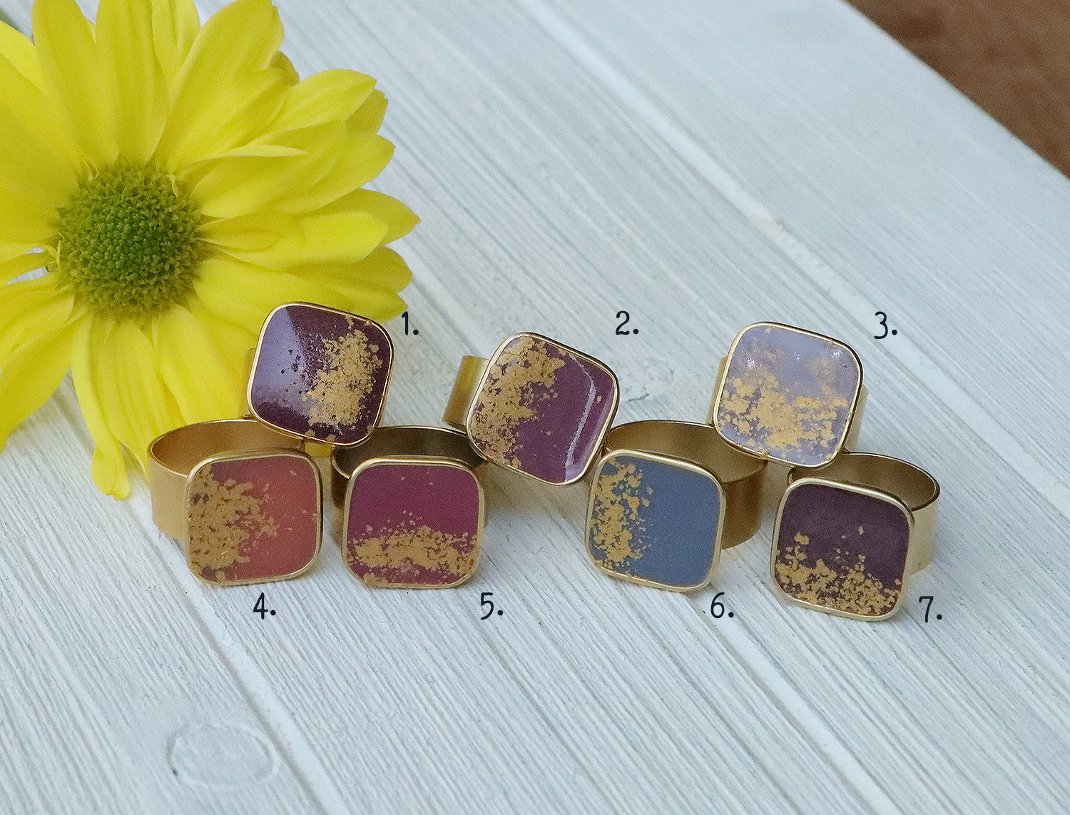 Large Square Adjustable Ring in Gold