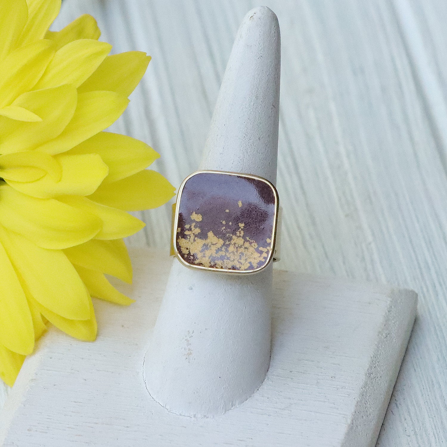 Large Square Adjustable Ring in Gold