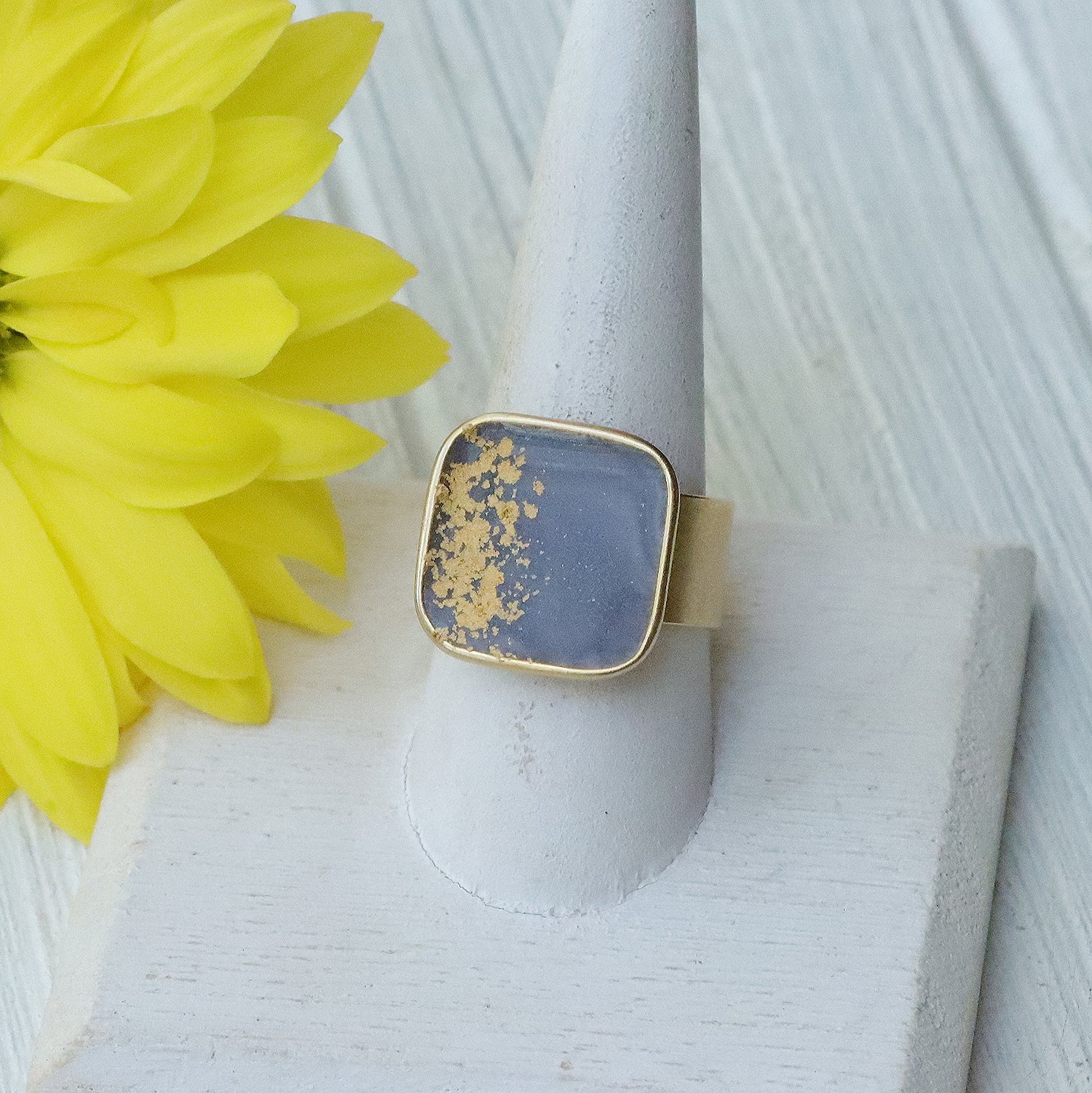 Large Square Adjustable Ring in Gold