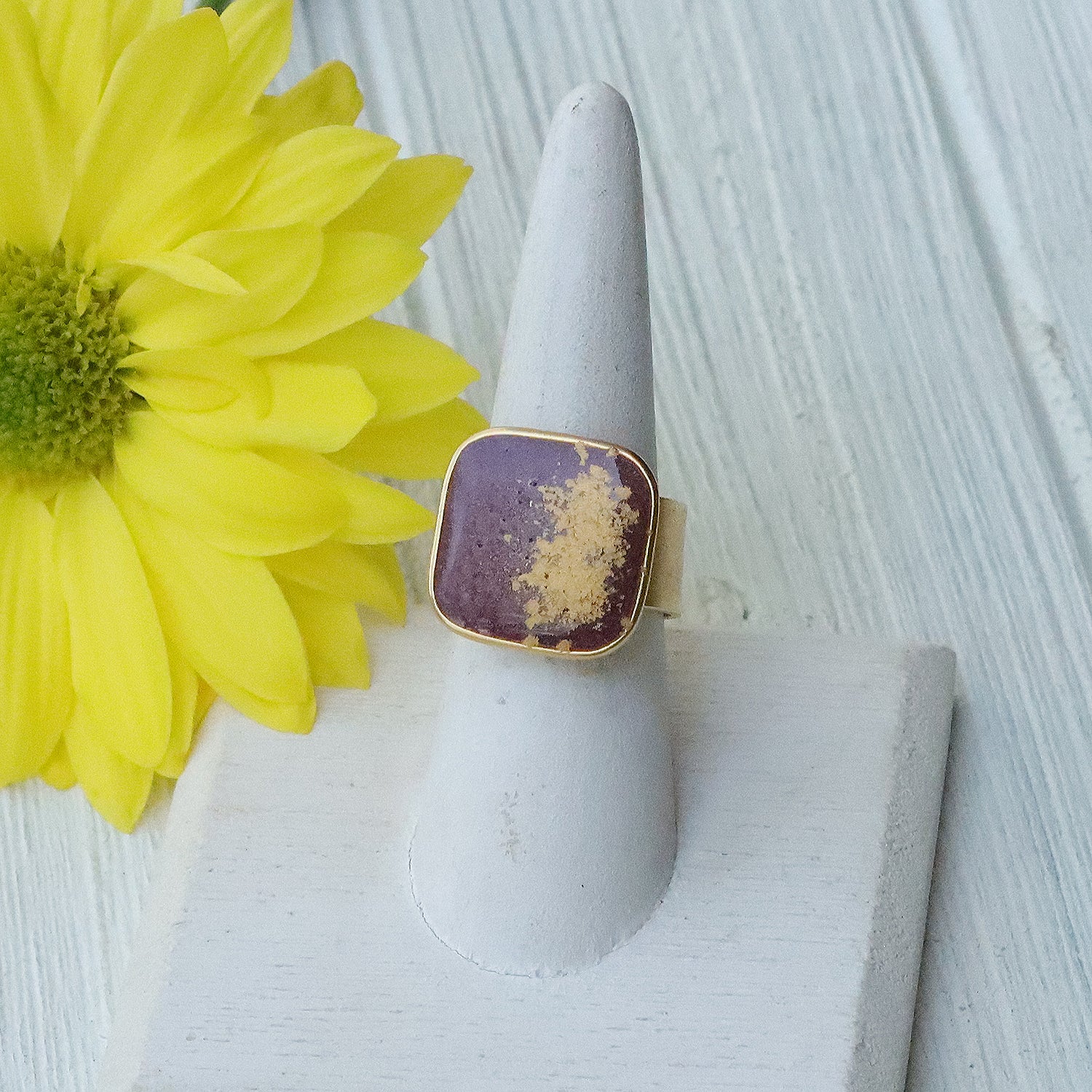 Large Square Adjustable Ring in Gold