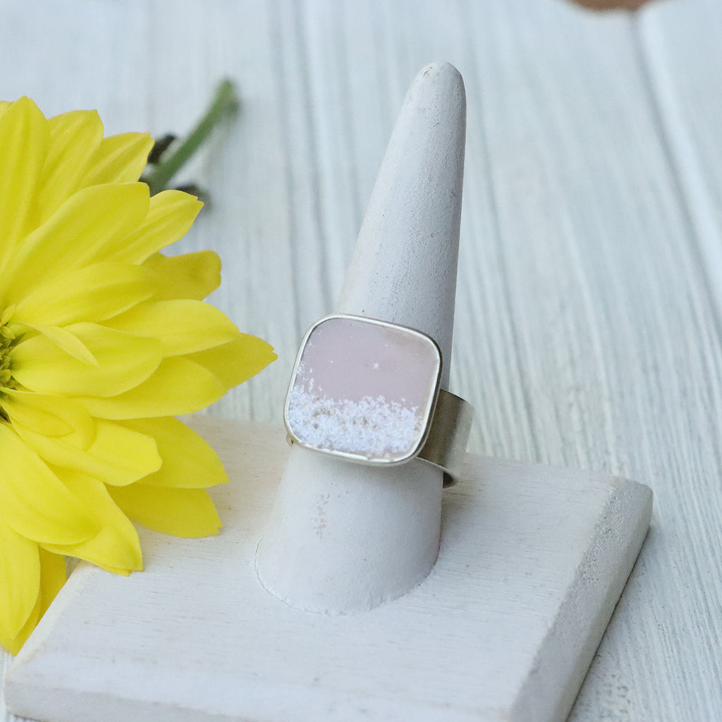Large Square Adjustable Ring in Silver