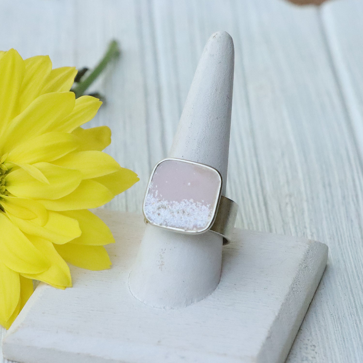 Large Square Adjustable Ring in Silver