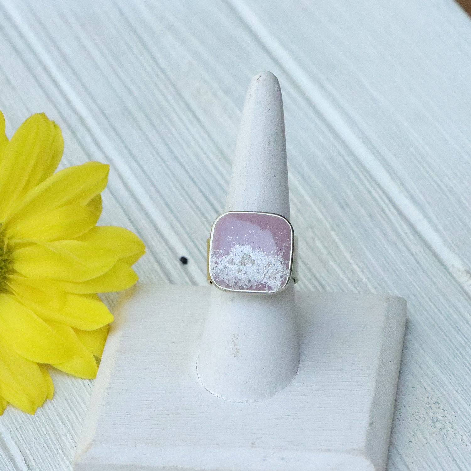 Large Square Adjustable Ring in Silver