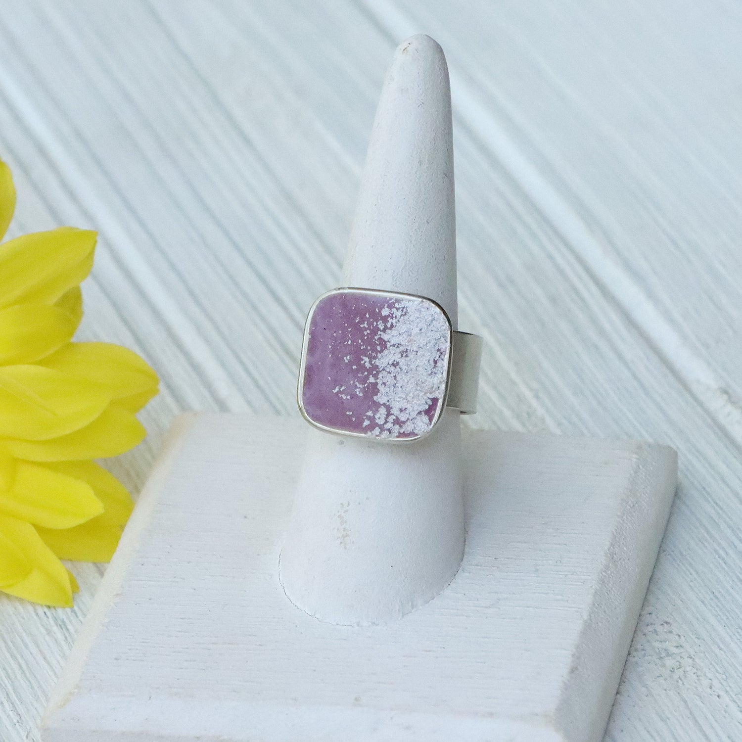 Large Square Adjustable Ring in Silver