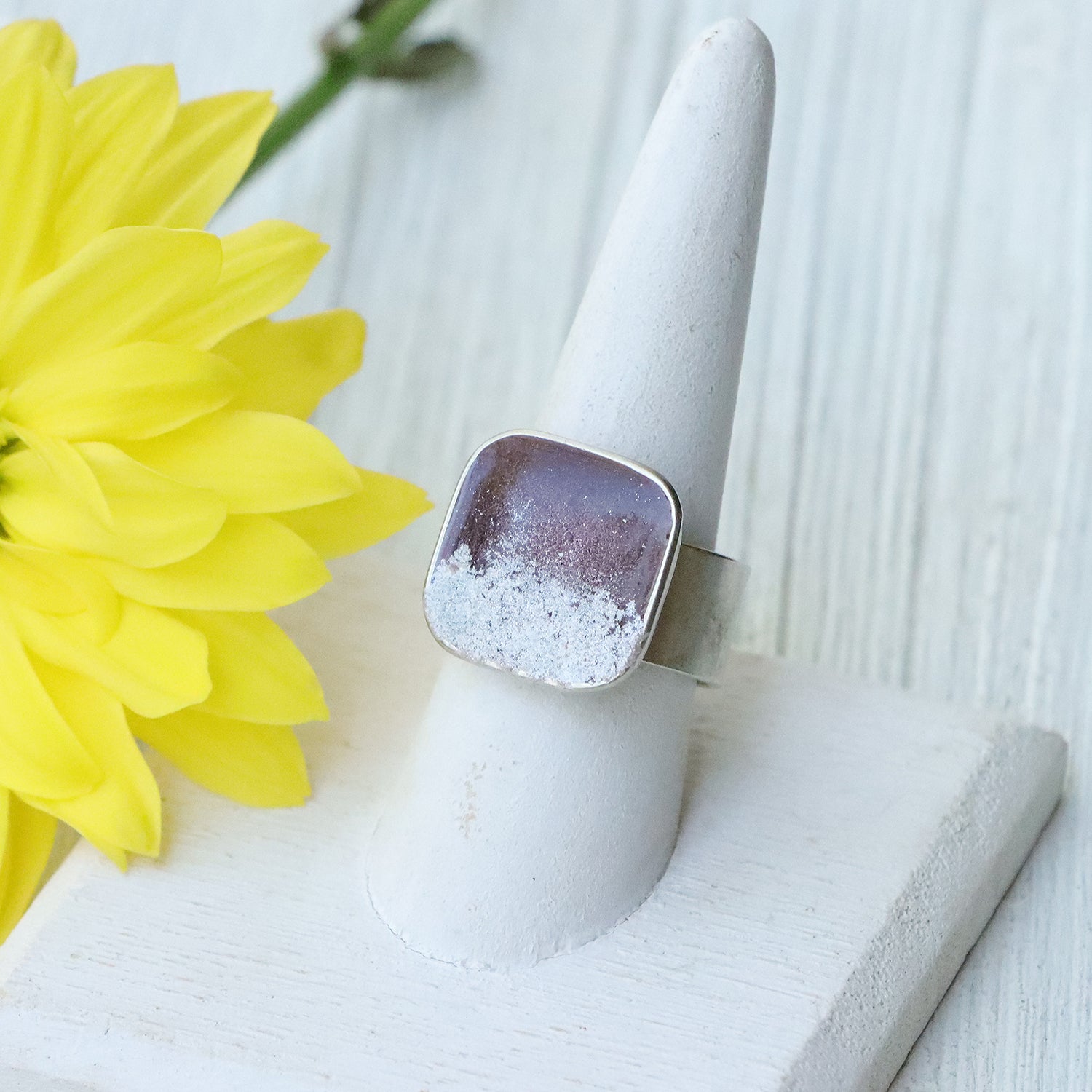 Large Square Adjustable Ring in Silver
