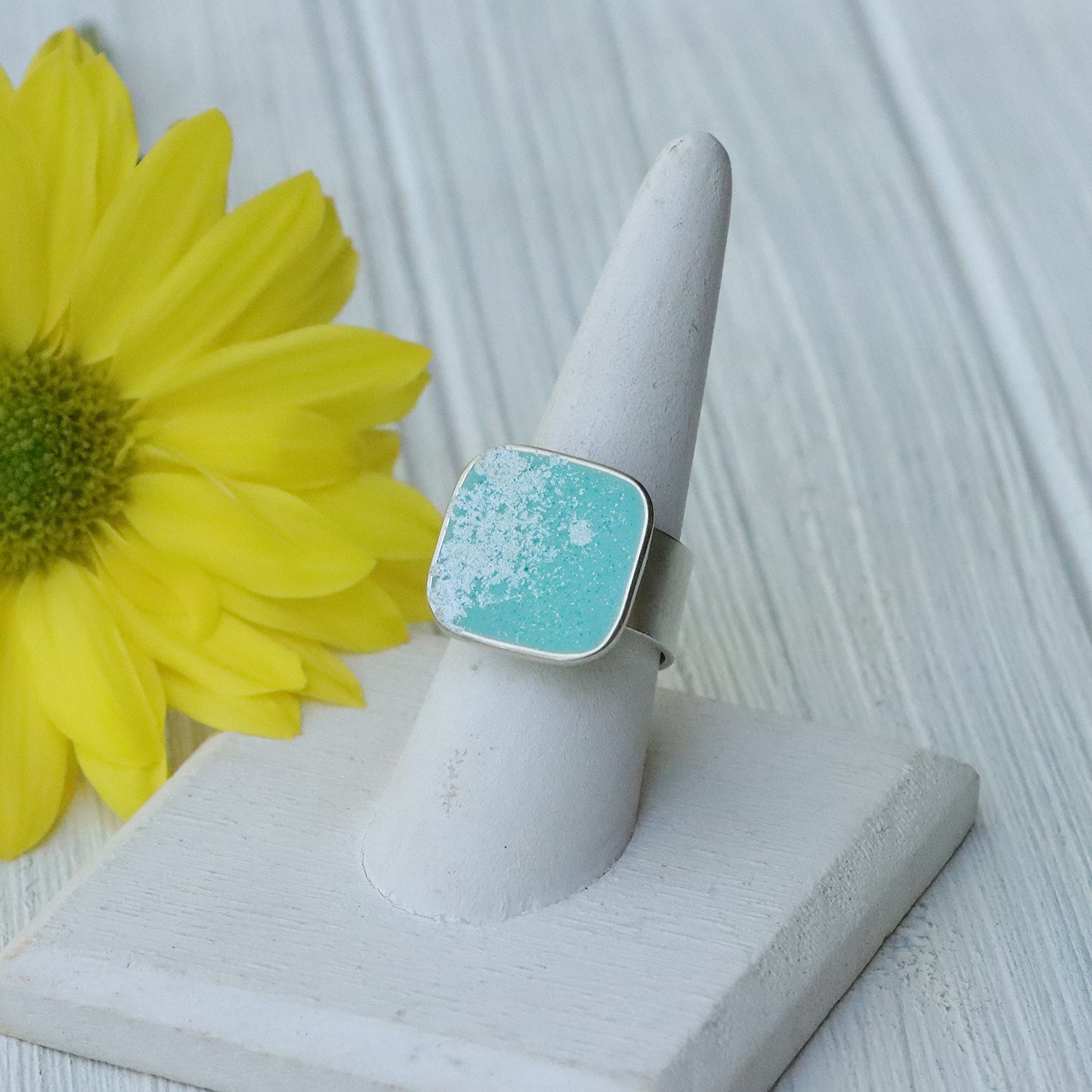 Large Square Adjustable Ring in Silver