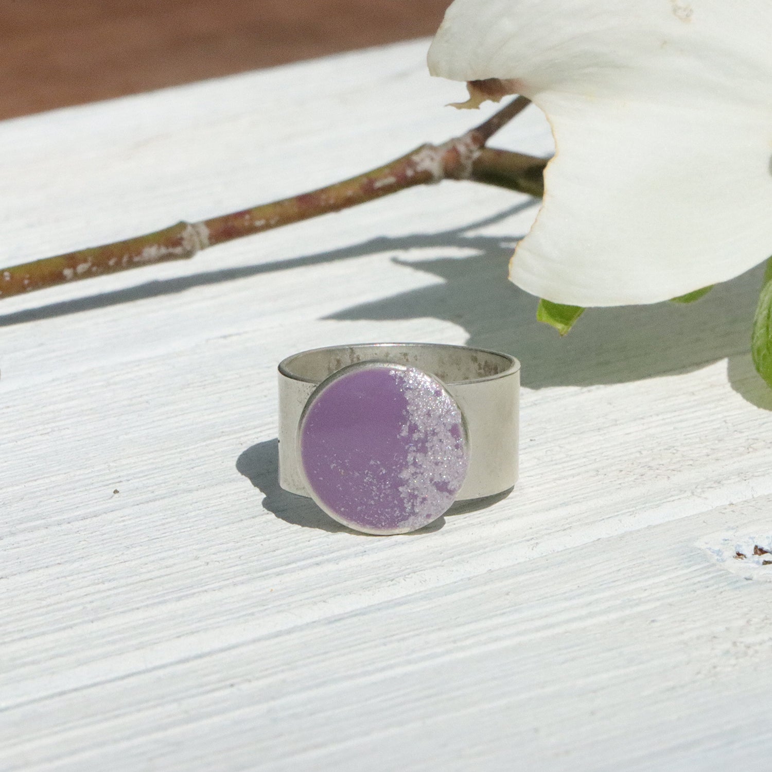 Small Circle Adjustable Ring in Silver