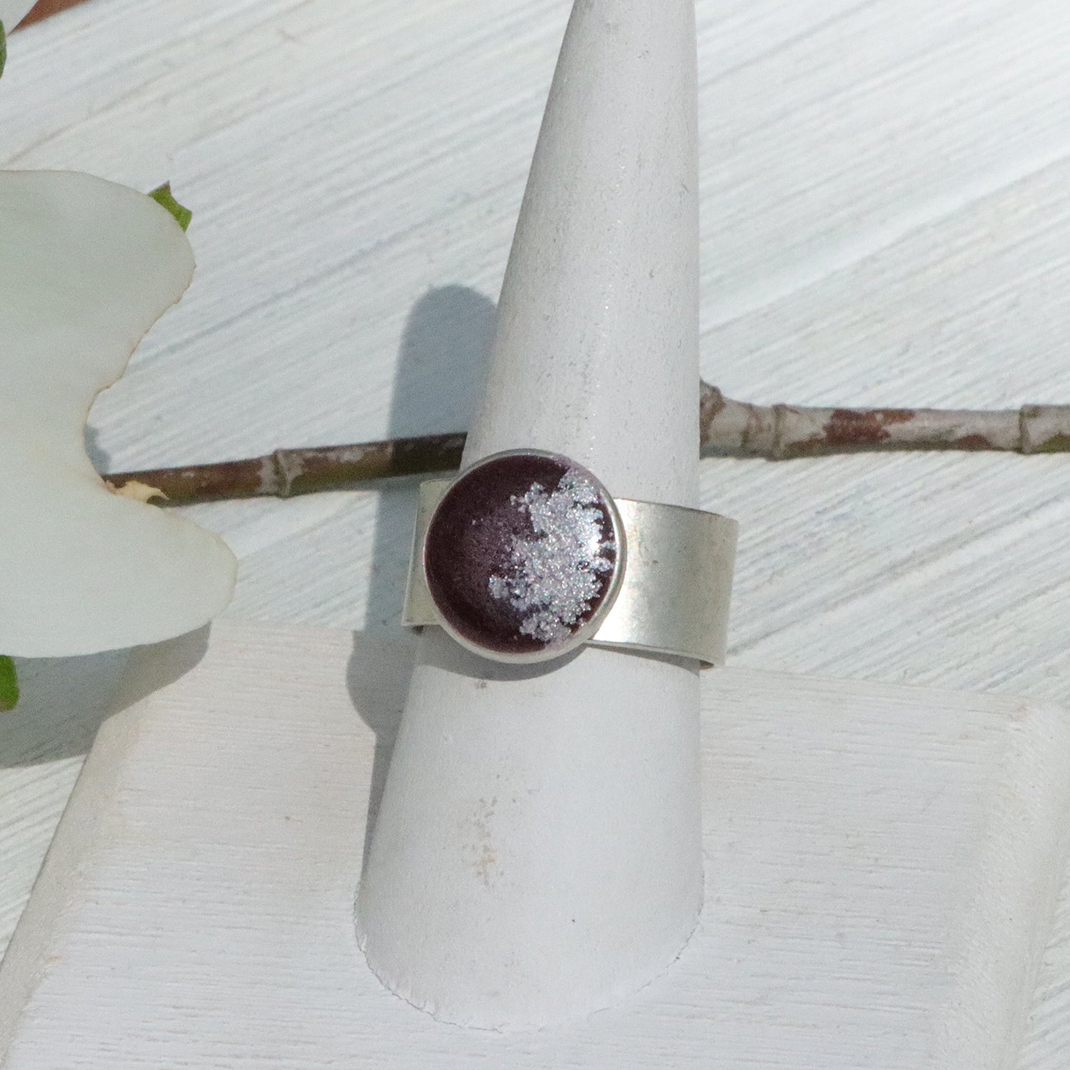 Small Circle Adjustable Ring in Silver