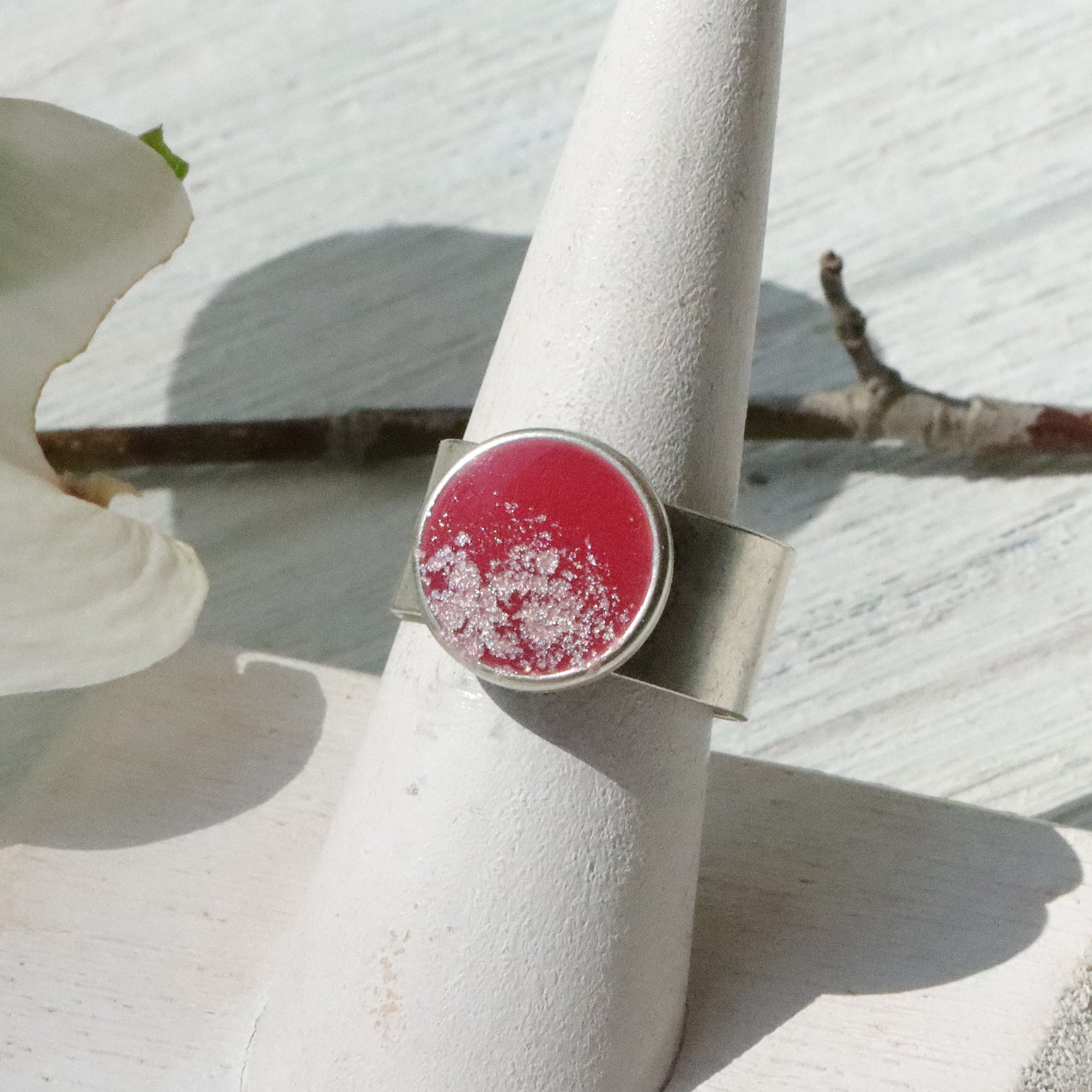 Small Circle Adjustable Ring in Silver