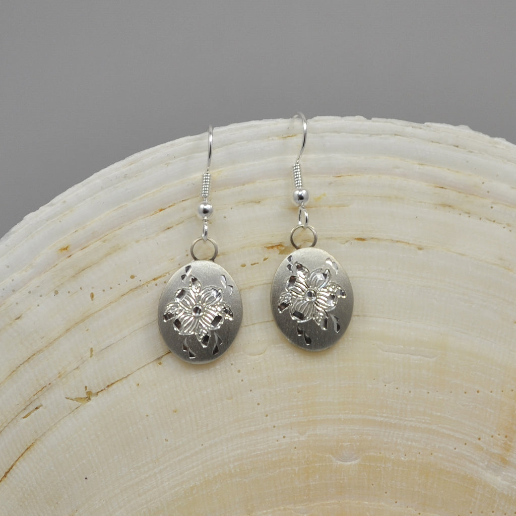 April Birth Month Flower Pewter Earrings