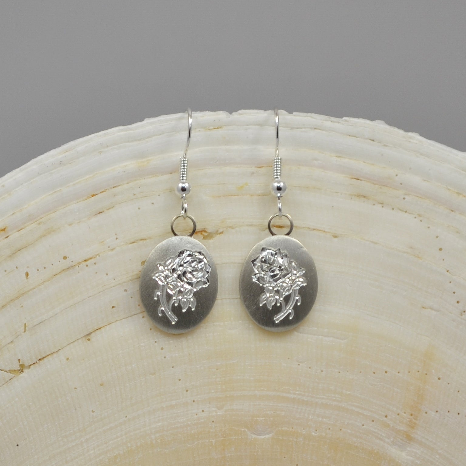 June Birth Month Flower Pewter Earrings