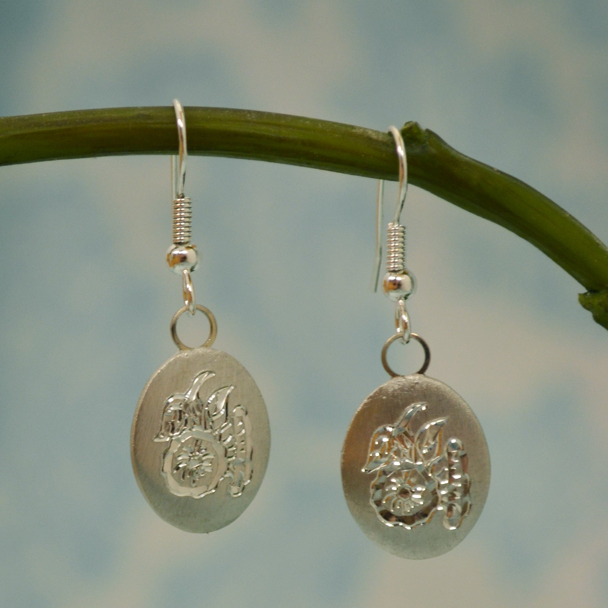 September Birth Month Flower Pewter Earrings