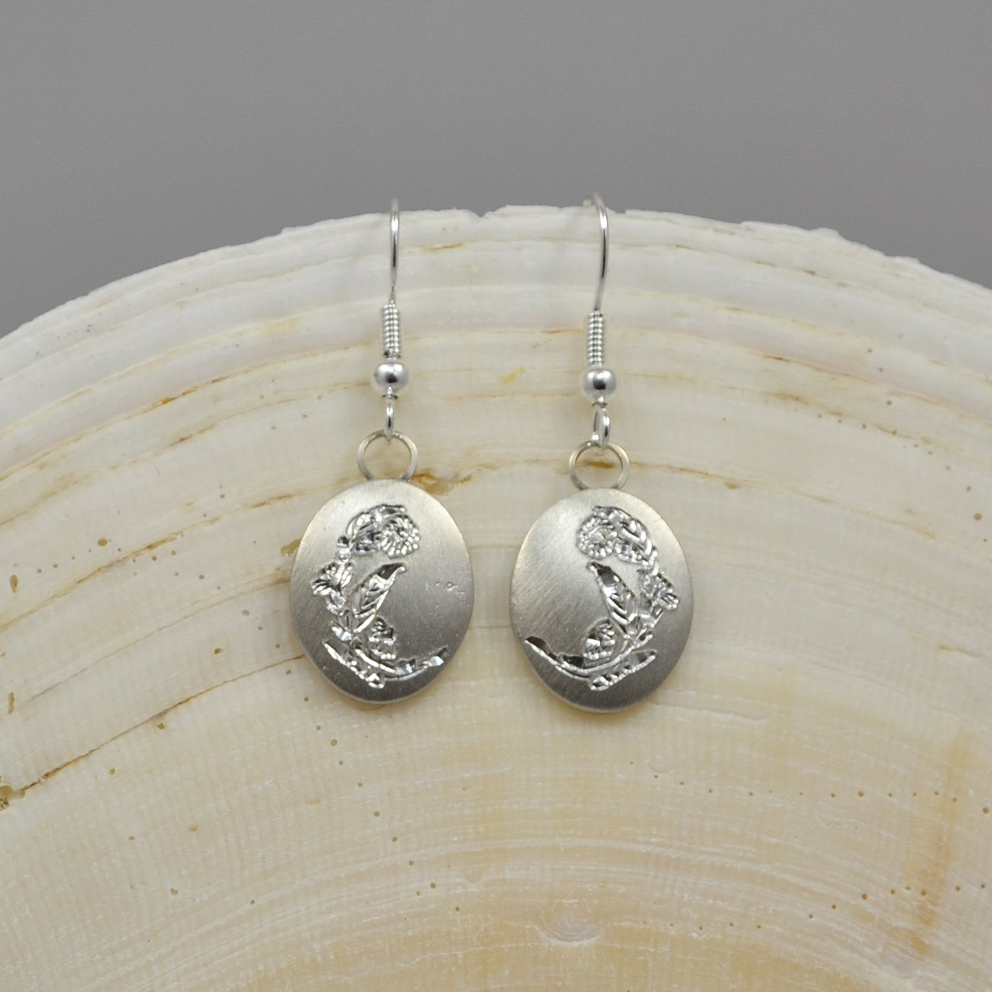 October Birth Month Flower Pewter Earrings